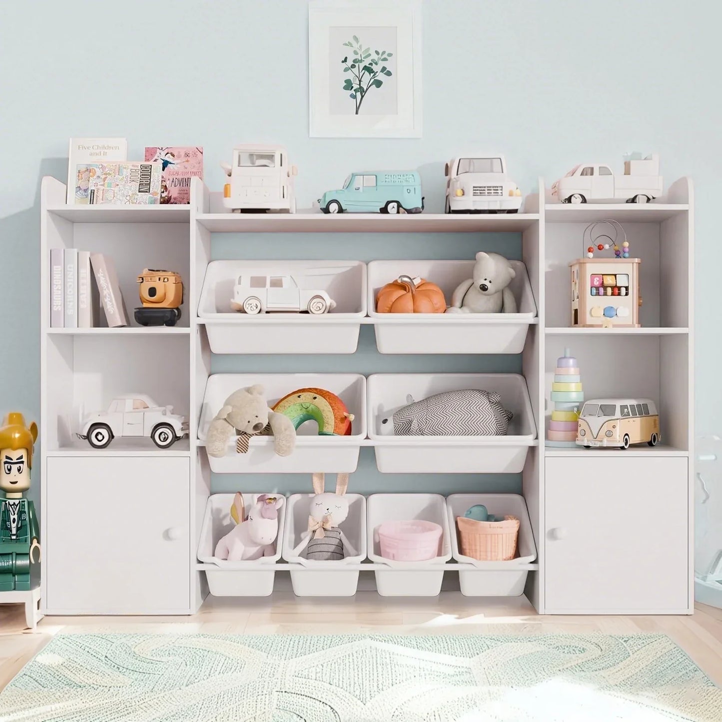 Kids Toy Storage Organizer with 8 Removable Toy Boxes, 4 Tier Toy Organizer with 6 Storage Compartments, Ultimate Kids Toy Storage Organizer for Every Space(White)