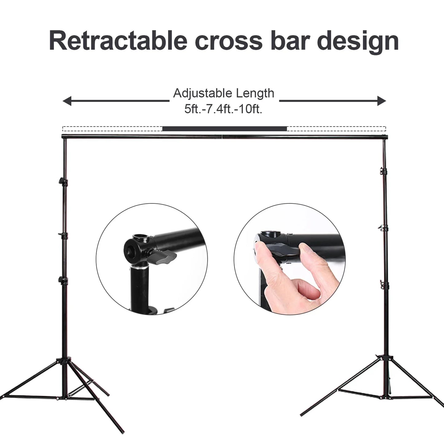 10ft Adjustable Background Support Stand Photography Video Studio Backdrop Kit with Carry Bag,4 Backdrop Clamps