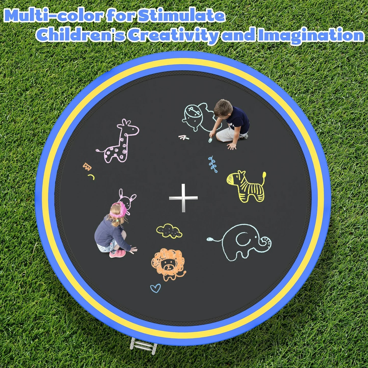14ft Trampoline with Basketball Hoop, SEGMART Upgraded Round Kids Outdoor Trampoline with Enclosure, Heavy-Duty Backyard Trampoline for Adults and Kids, Blue
