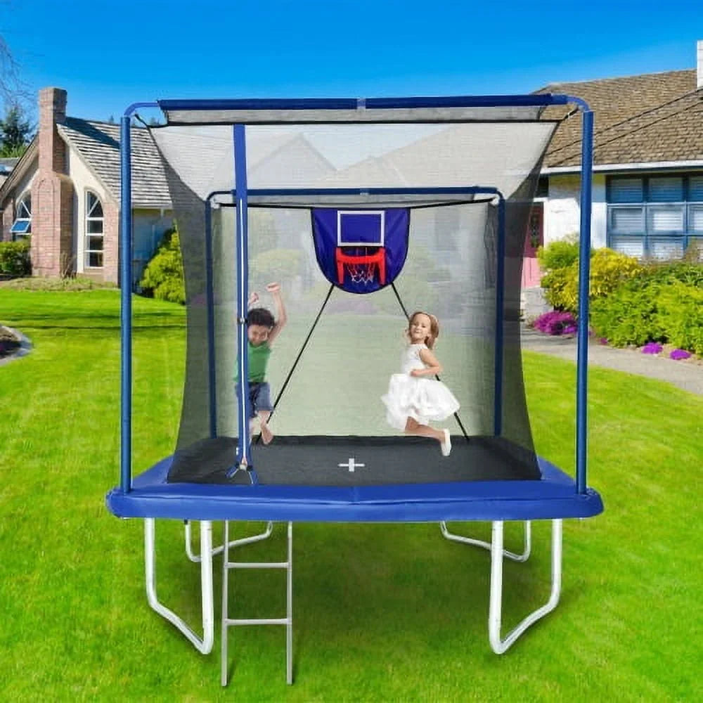 Large Rectangle Trampoline for Kids and Adults, 1600LBS Weight Capacity Recreational Trampoline with Enclosure Net, Basketball Hoop, Segmart Galvanized Heavy Duty Outdoor Trampolines for Patio Garden