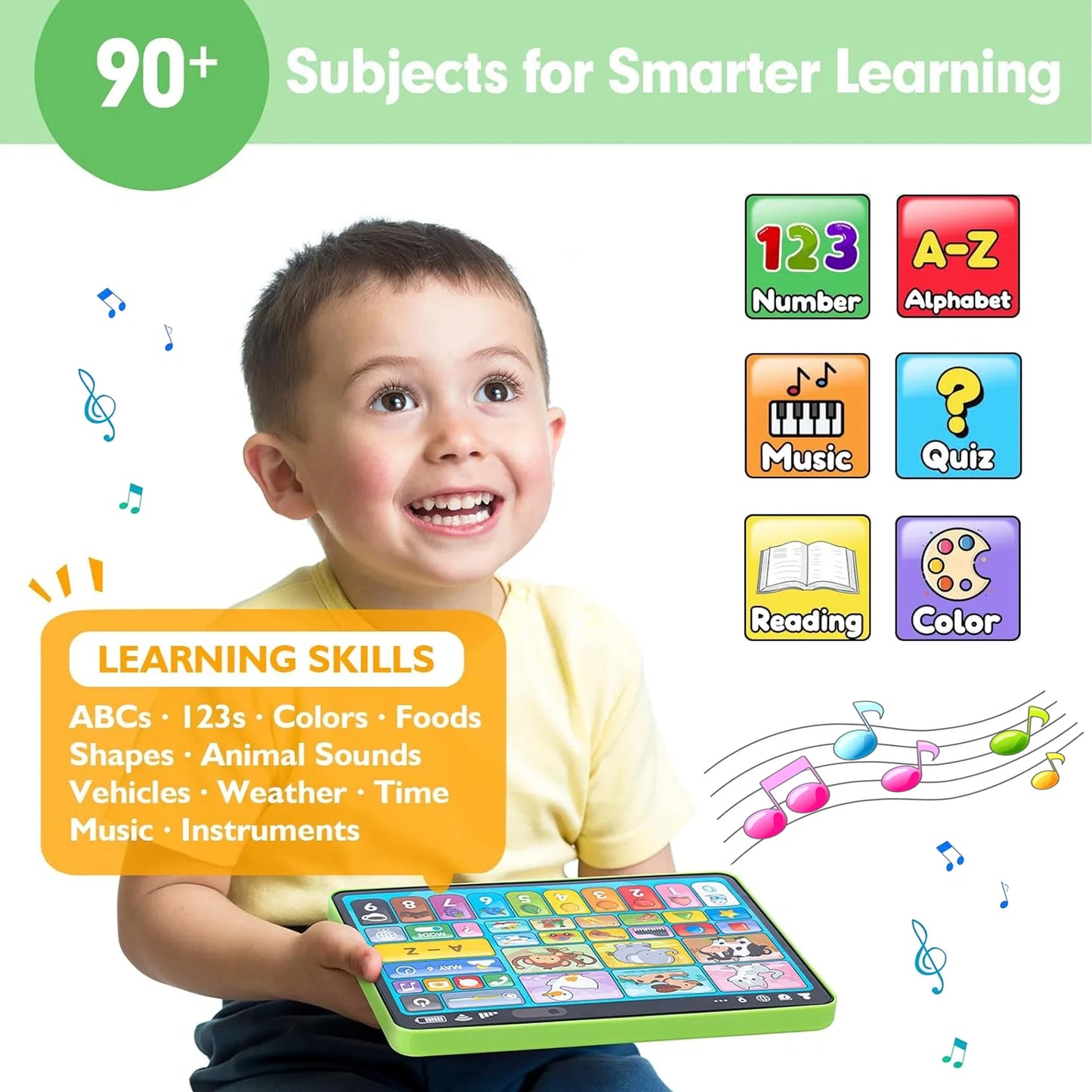 Richgv Kids Learning Tablet Trilingual Learning Pad, Educational Montessori Toy Interactive Musical Toys for 1 Year Boys Girls