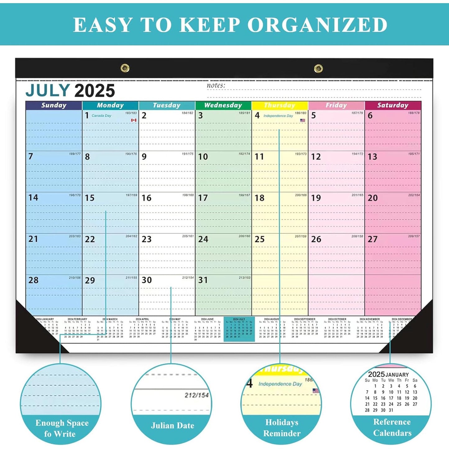 VINAUO 2 Pack Desk Calendar2025-2026, 18 Monthly Desk/Wall Calendar,17" x 12", Jan 2025 - Jul 2026, Thick Paper with Corner Protectors, for Home,School,Office