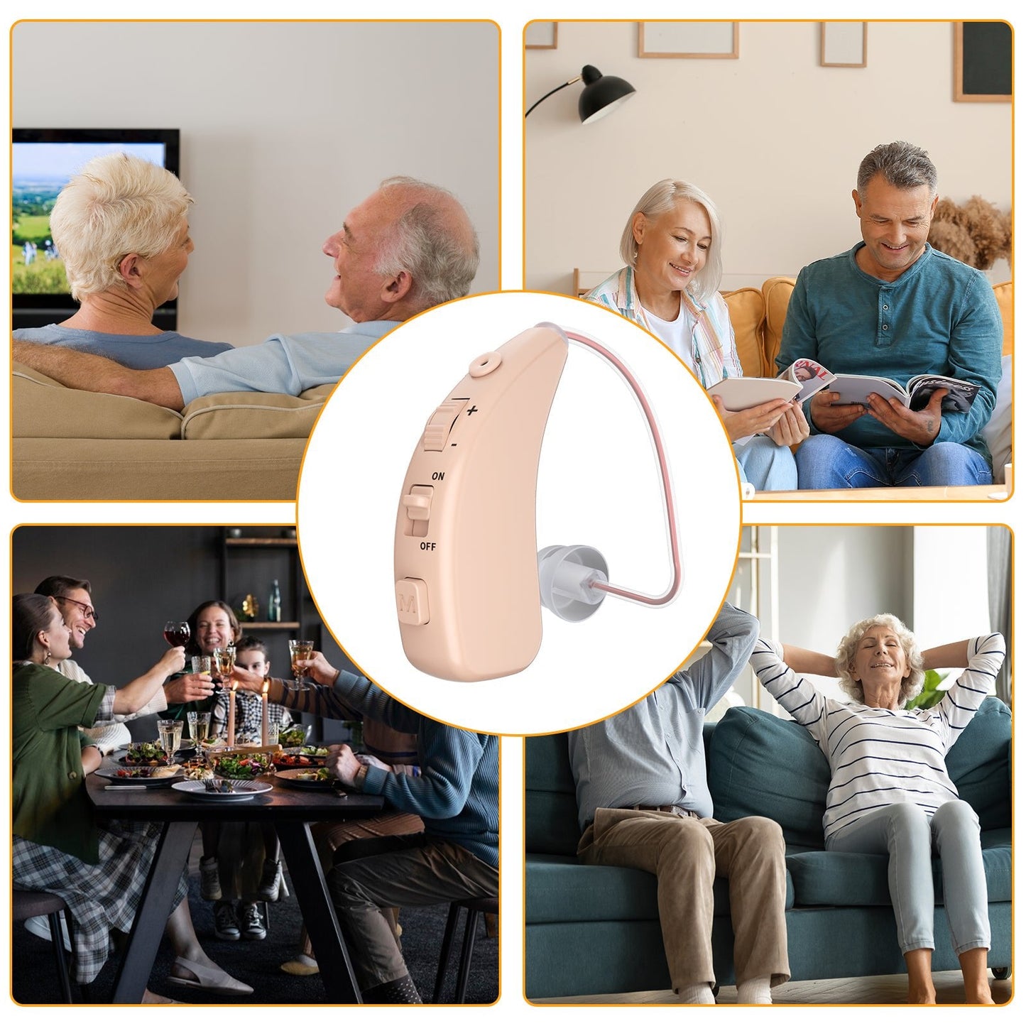 ELCTRTICI Hearing Aid for Seniors, Rechargeable Hearing Aid with Charging Dock, Single(Beige)