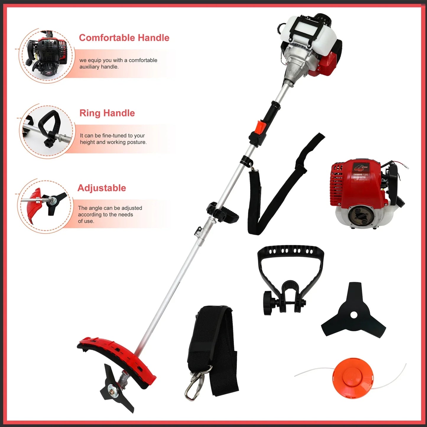 BAOKALER 4-Stroke Gas String Trimmer, 31CC Gas Weed Eaters Grass Weed Trimmer