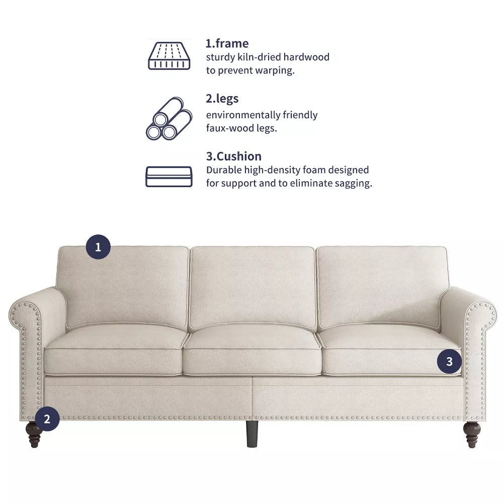 Mjkone 3-Piece Living Room Set,3-Seater Sofa Couch&Loveseat Sofa&Single Sofa Chair