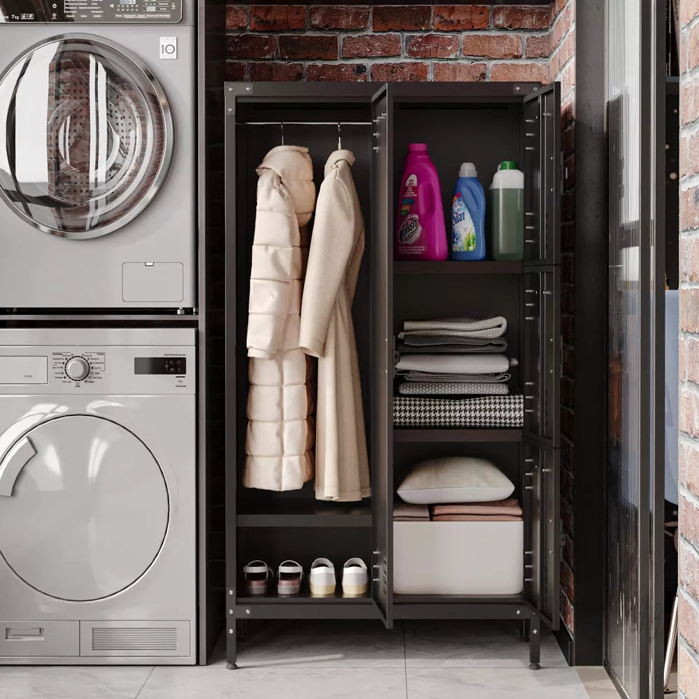 Mlezan Metal Locker: Lockable Cabinet with Doors and Shelves for Home, Office, Gym, or School. Ideal for Storage, Files, and Coat Organization.