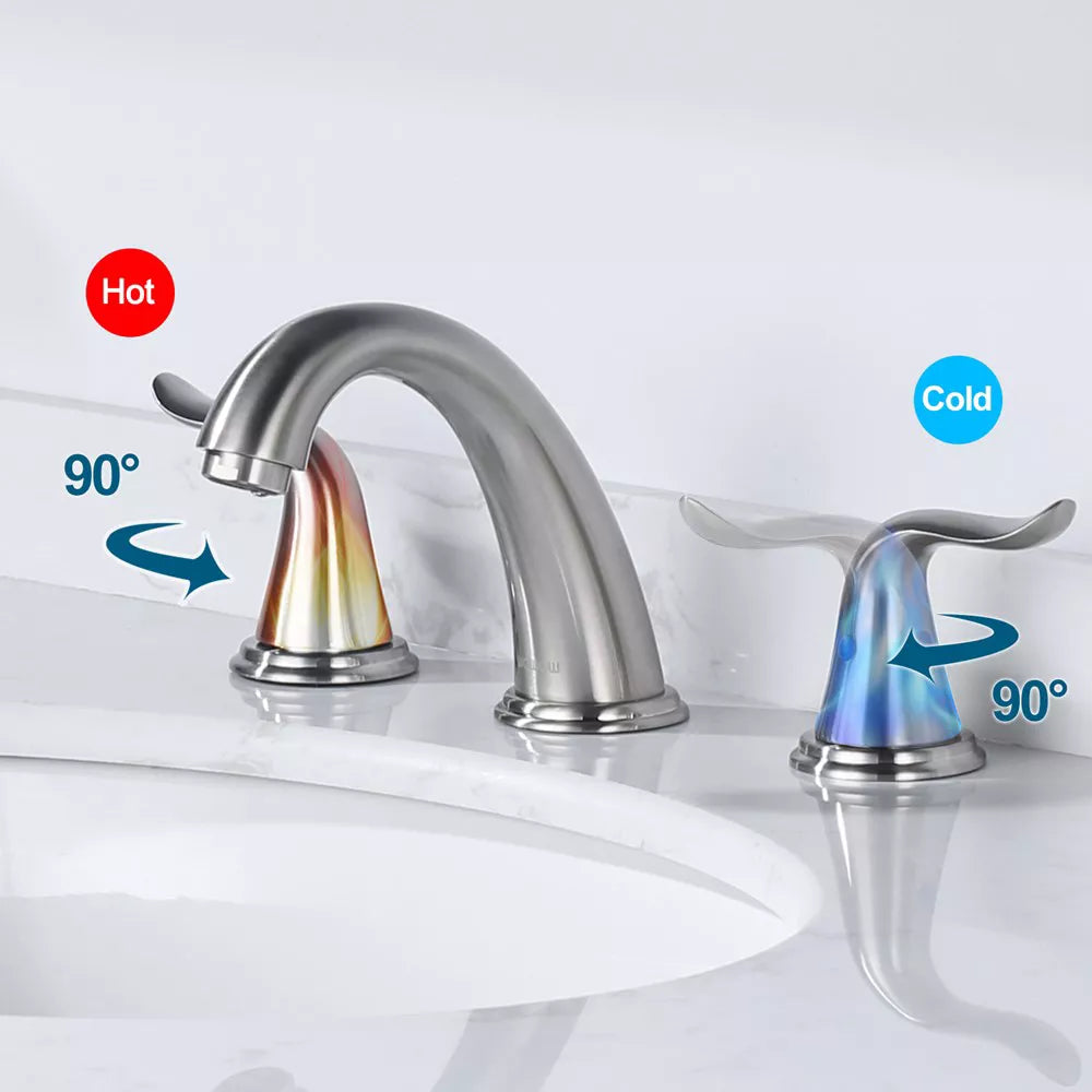 WOWOW 8 in. Widespread Double Handle Bathroom Faucet with Drain Kit