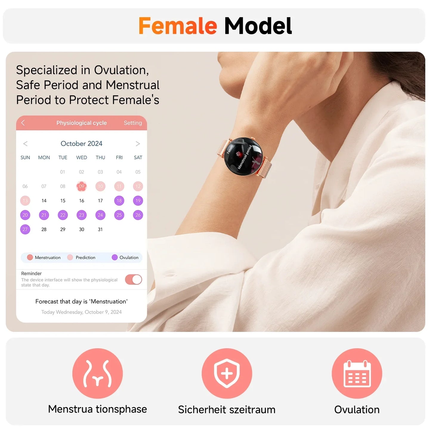 AMOLED Mingdaln Smart Watches for Women, for Android and Iphone Devices, IP68 Waterproof, 100 Sport Modes, 1.43-inch Fitness Tracker, with Answer/Make Calls, Gold
