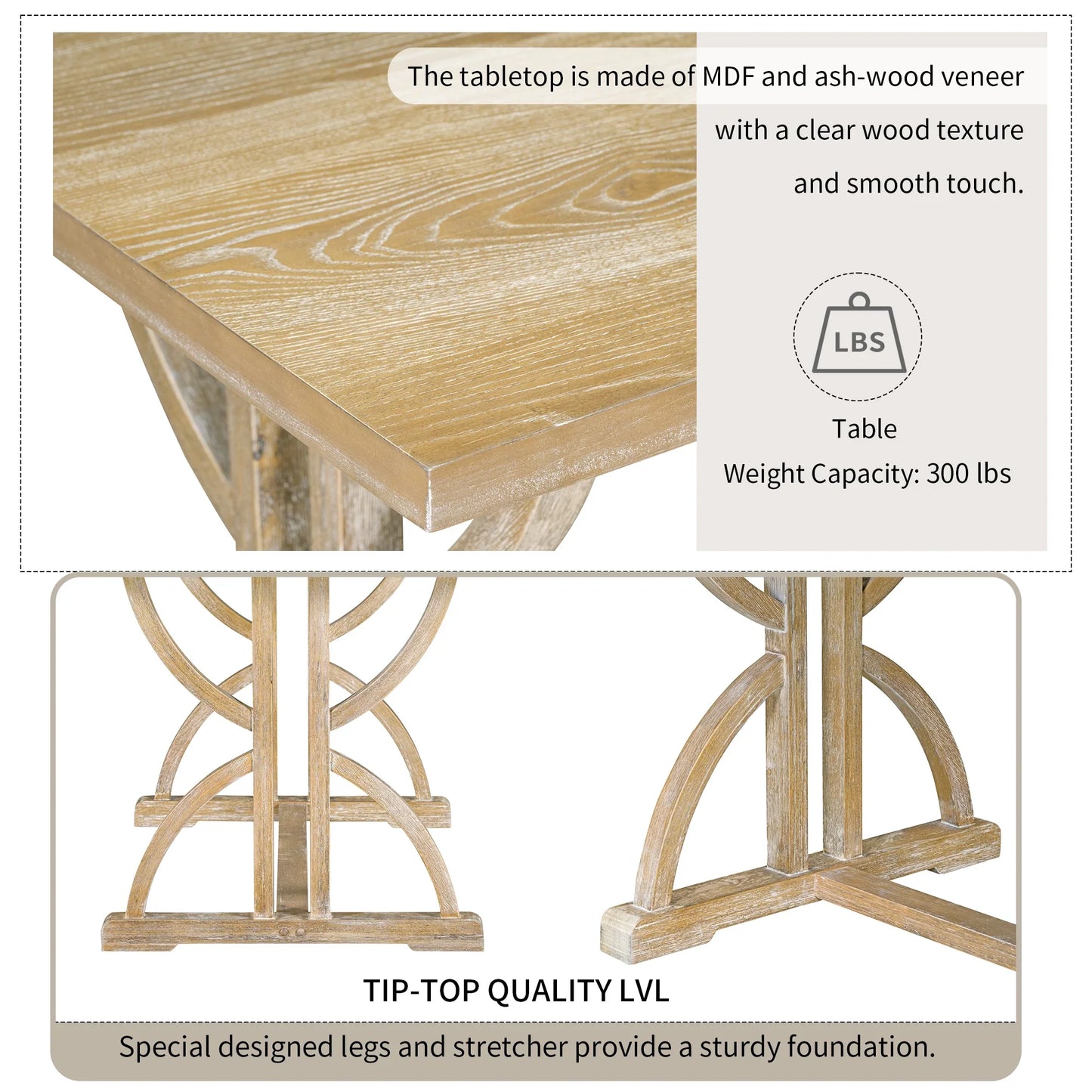 EUROCO 60" 6-Piece Dining Table Set,Dining Room Set with 1 Table,Unique Table Legs,Bench and 4 Cushioned Chairs,Solid Wood Rectangular Table and Chair Set, Kitchen Table Set