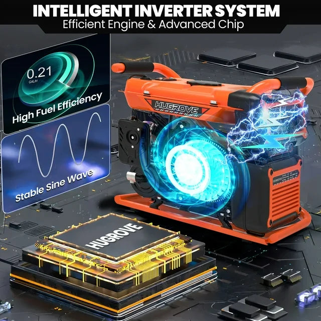 Gas Powered Generator Inverter, 3800W Outdoor Portable Generator w/223CC 4-stroke OHV Engine, 67db Low Noise Generator for Home Use, THD≤2% Pure Sine Wave for 98% Device