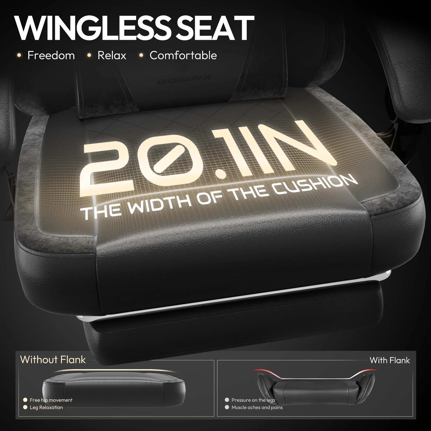 Dowinx Ergonomic Gaming Chair with Pocket Spring Cushion & Massage Lumbar Support High Back Office Computer Chair with Footrest for Adults, 300LBS Capacity, Leather Design, Black