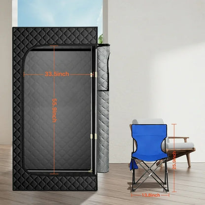 HYEASTR Portable Home Steam Sauna Box, Full Size Personal Sauna Tent Kit for Spa, Indoor Sauna Relaxation with 2.6L & 1000 Watt Steam Generator, Remote Control, Chair, Mat