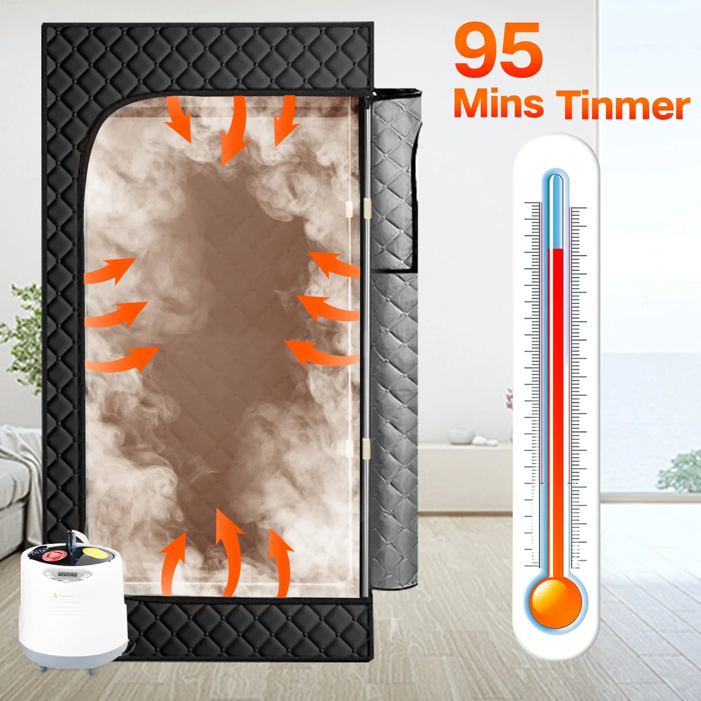 HYEASTR Portable Steam Sauna, Personal Full Body Home Sauna Tent, Indoor Sauna Box for Home Relaxation with 2.6L 1000W Steam Generator, Remote Control, Timer, Foldable Chair (68.5"*39.7"*30.3")