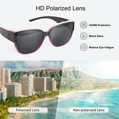 TINHAO Polarized Sunglasses Over Glasses for Women Men, Fit Over Glasses Sunglasses with Square Oversized UV Protection