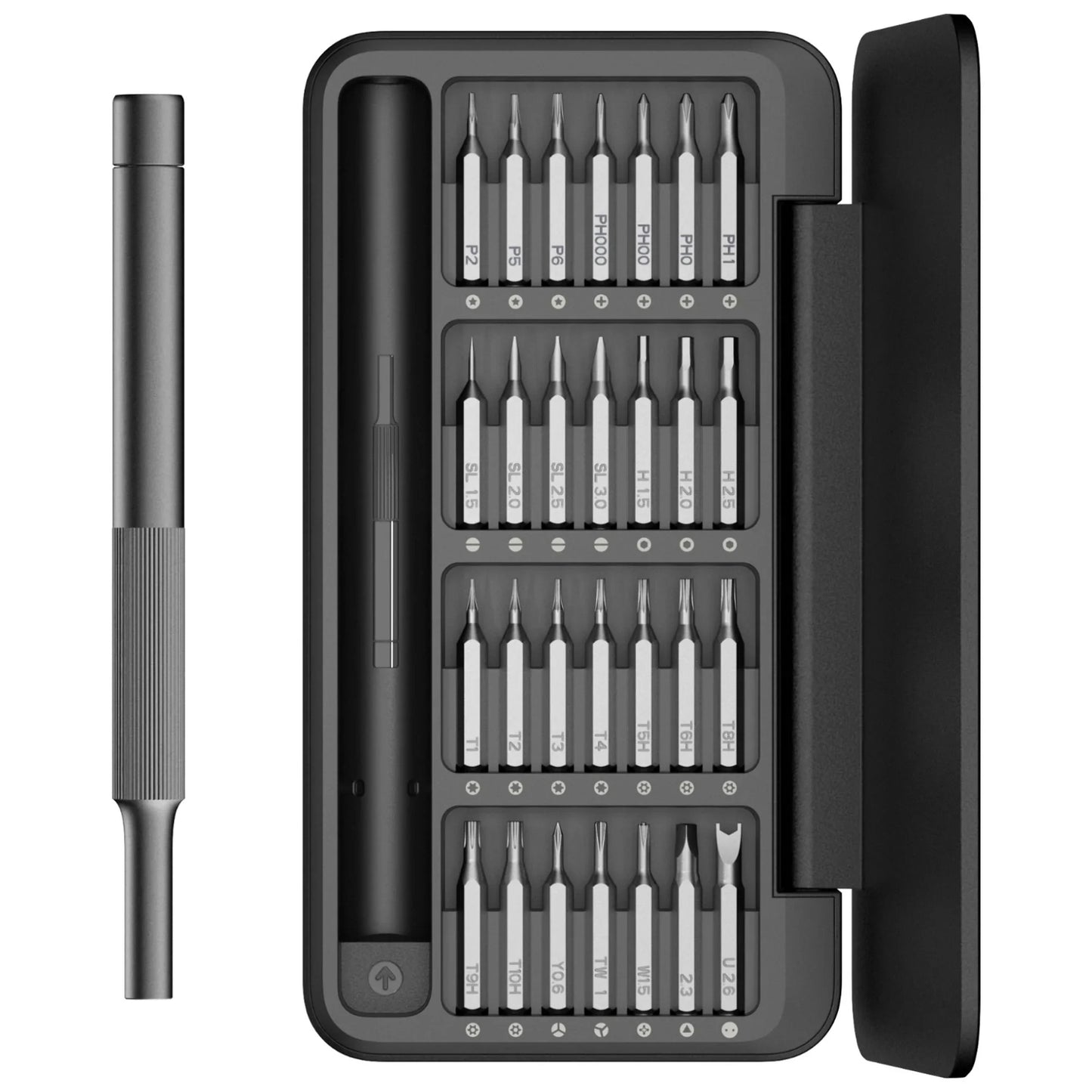 HOTO W3 28 in 1 Manual Precision Screwdriver Set, Repair Tool Set for Phone Camera Laptop Watch - Black