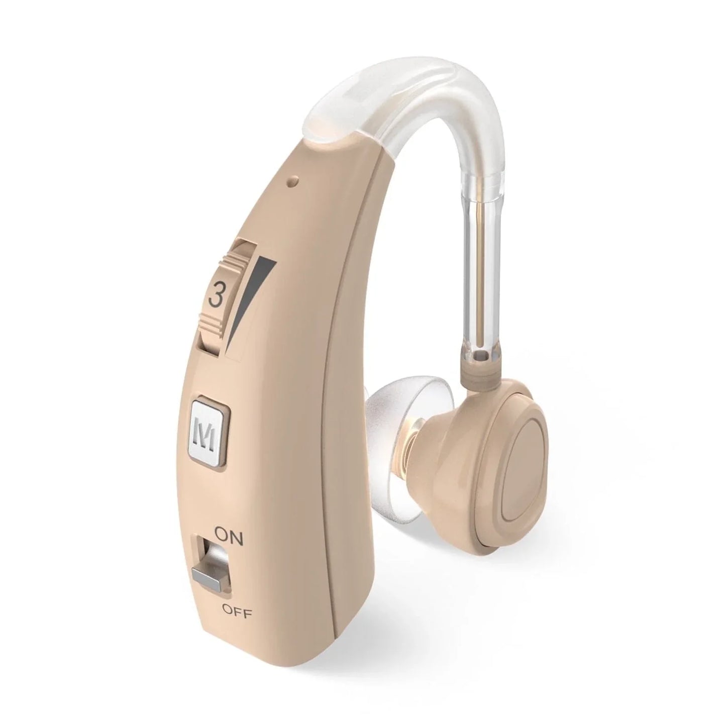 ELCTRTICI Rechargeable Hearing Aid for Adults – Noise-Cancelling, 2 Frequency Modes, Adjustable Volume Hearing Aid, Beige