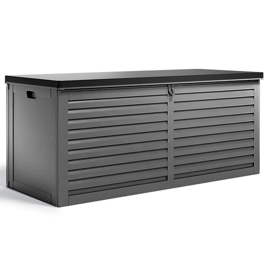 90 Gallon Resin Deck Box, Outdoor Lockable Storage Container for Patio Cushions, Garden Tools, Pool Supplies, Toys, Waterproof and UV Resistant