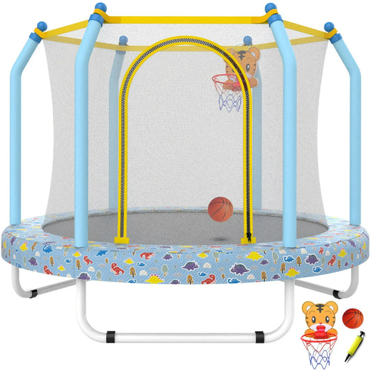 55" Toddler Trampoline with Safety Enclosure Net, SEGMART Upgraded Kids Trampoline with Balls, Indoor Outdoor Mini Trampoline Birthday Gifts with No Gap Design for Kids Ages 1-8