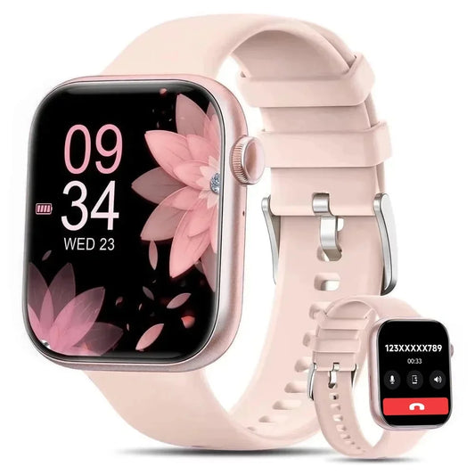 Mingdaln 2025 New 1.85-inch Men Women's Smartwatch with Answer/Make Calls/100 Sports Modes/Message Reminder, IP67 Waterproof Fitness Tracker for Android Iphone Devices Pink