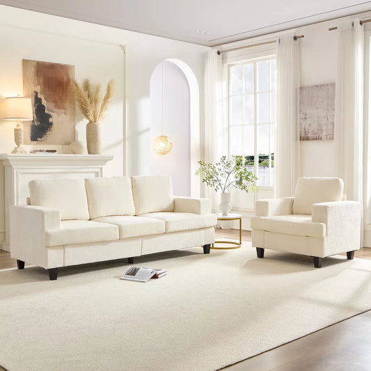 Mjkone 82" Width 2 Piece Living Room Sofa Set, 3 Seat Sofa with Armchair, Modular Sectional Couch Furniture Sets