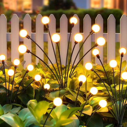2 Pack Solar Firefly Swaying Lights, Outdoor Solar Garden Lights, LED Waterproof Firefly Lights for Yard Patio Pathway Decor, Warm White