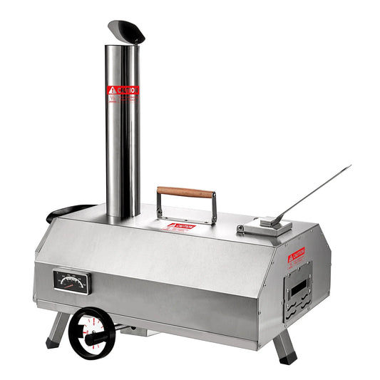 Segmart 12" Wood Fired Pellet Outdoor Pizza Oven with Built-in Thermometer,Portable Stainless Steel Countertop Pizza Maker for Backyard, Outside Camping and Picnics