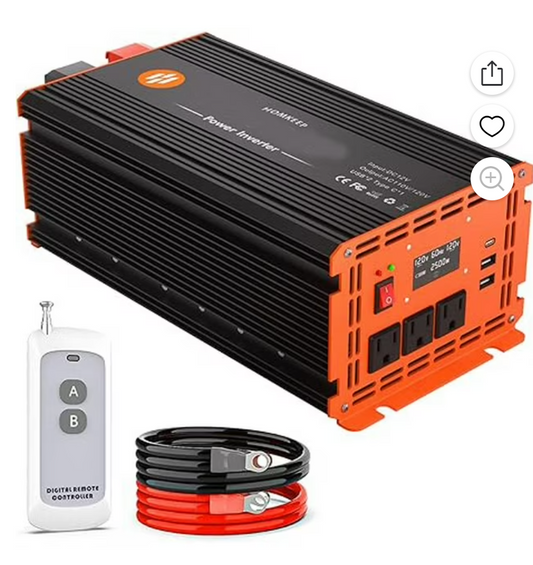 3000 Watt Power Inverter 12V DC to 110V/120V AC Converter Car Inverter with LCD Display