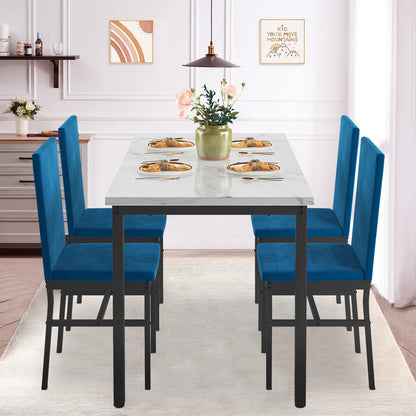 SEGMART Dining Table with 4 High-back Upholstered Chairs, Modern Dinette Set, Dining Table & Chairs Set for 4 Persons, Small Home Kitchen Dining Table Set, Ideal for Apartment Breakfast Nook