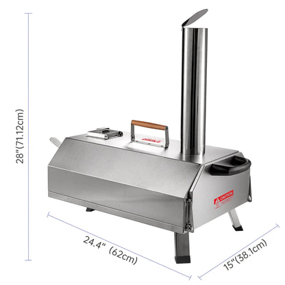 Segmart 12" Wood Fired Pellet Outdoor Pizza Oven with Built-in Thermometer,Portable Stainless Steel Countertop Pizza Maker for Backyard, Outside Camping and Picnics