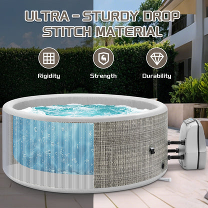 65" Inflatable Hot Tub, Segmart 3 to 5 Person Outdoor Hot Tub, Round Portable Home Spa with 100 Soothing AirJets, Lockable Cover, and Storage Bag, Max. 104