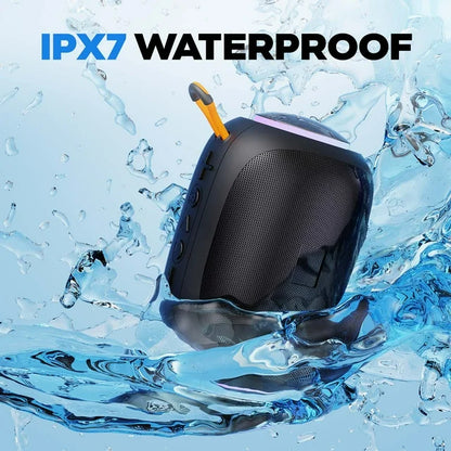 JYX Portable Speaker, IPX7 Waterproof Bluetooth Speaker with LED Light, 8H Playtime Outdoor Speakers with Loud Stereo Sound, Black