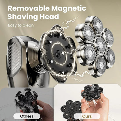 Vislone Head Shavers for Bald Men, 7D Detachable Head Shaver, LED Display, Dry Wet Bald Electric Razor, IPX7 Waterproof, Silver Gray
