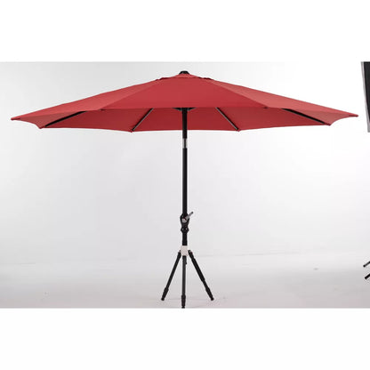 DOMETOUR Outdoor Patio Umbrella with Push Button Tilt and Crank Outdoor Umbrella 8 Sturdy Ribs UV Protection Waterproof for Garden Backyard