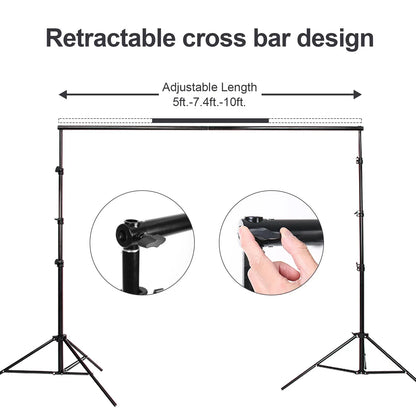 10ft Adjustable Background Support Stand Photography Video Studio Backdrop Kit with Carry Bag,4 Backdrop Clamps