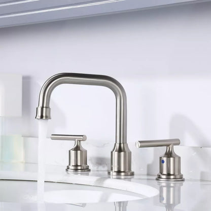 WOWOW 8 in. Widespread Double Handle Bathroom Faucet with Drain Kit