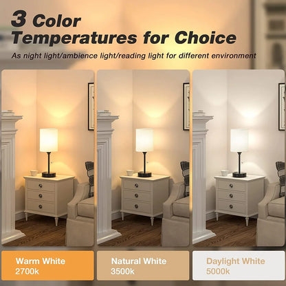 CAALOGT Table Lamp with USB Ports, AC Outlet, 3 Color Temperatures, 14.6 inch Bedroom Lamp