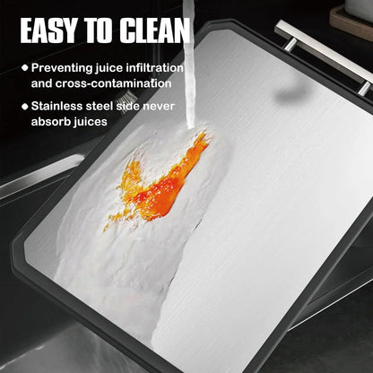 Stainless Steel Cutting Board,Double Sided Steel Cutting Board for kitchen,Stainless Steel/Wheat straw pp Large Cutting Board for meat,Dishwasher Safe,non toxic Chopping Board,16 * 11 Inch