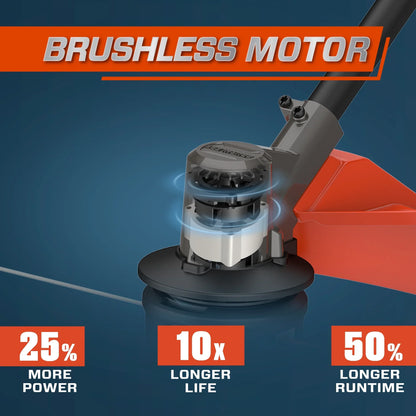 SENIX X6 60 Volt Max* 16-Inch Brushless Cordless Grass String Trimmer, 3Ah Battery and Charger Included