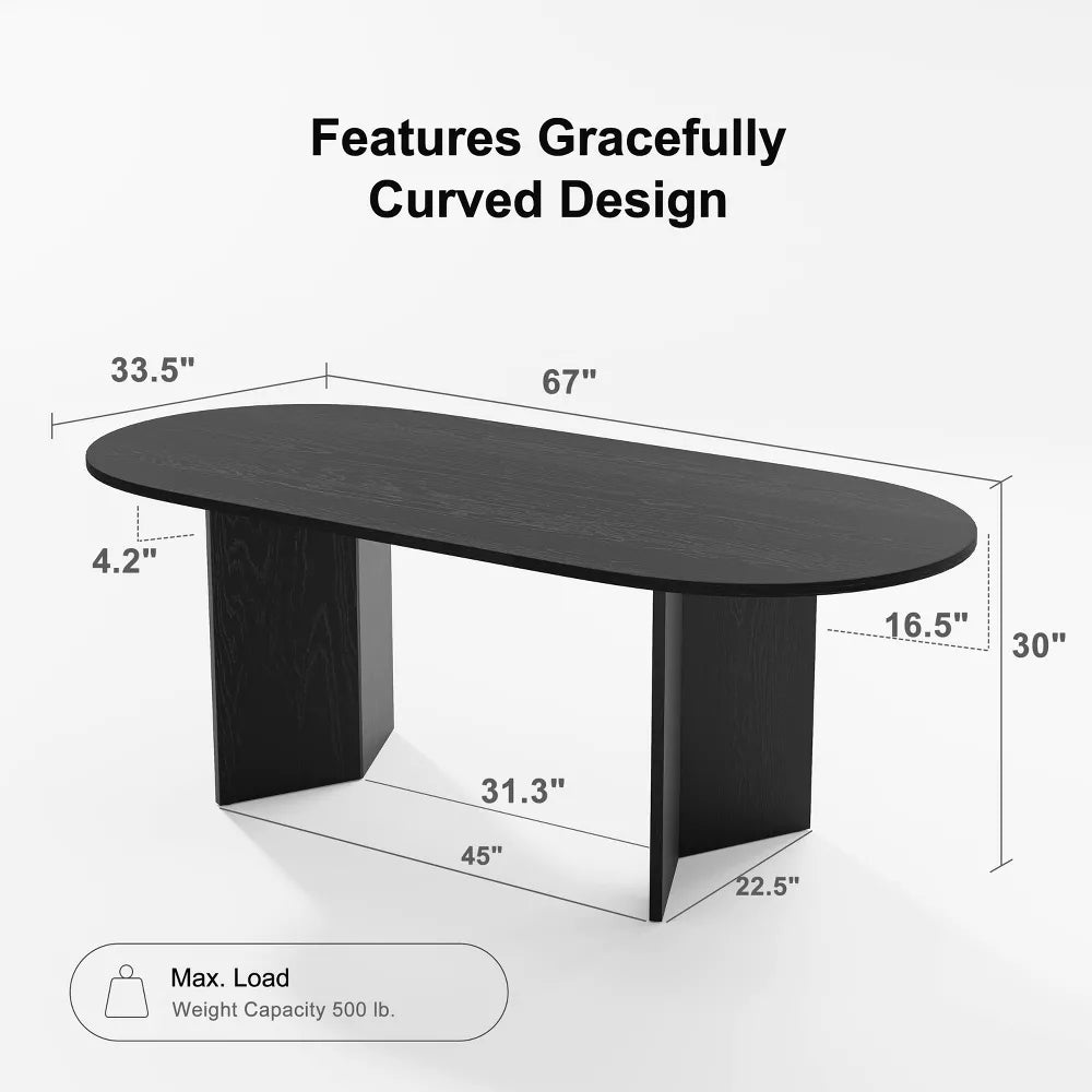 Dovelina 67" Oval Dining Table Modern Wood Kitchen Table Dining Room Table for 6 People