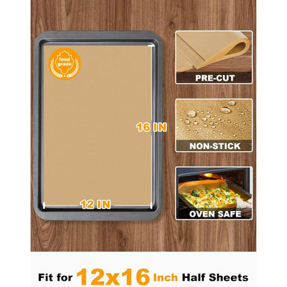 200 Pcs Parchment Paper Baking Sheets, 12x16 Inches Non-Stick Precut Baking Parchment, Perfect for Baking Grilling Air Fryer Steaming Bread Cup Cake Cookie and More (Unbleached)