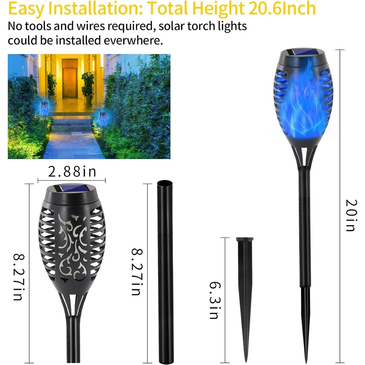 BAOKALER Solar Blue LED Landscape and Walkway Light (8 Pack)