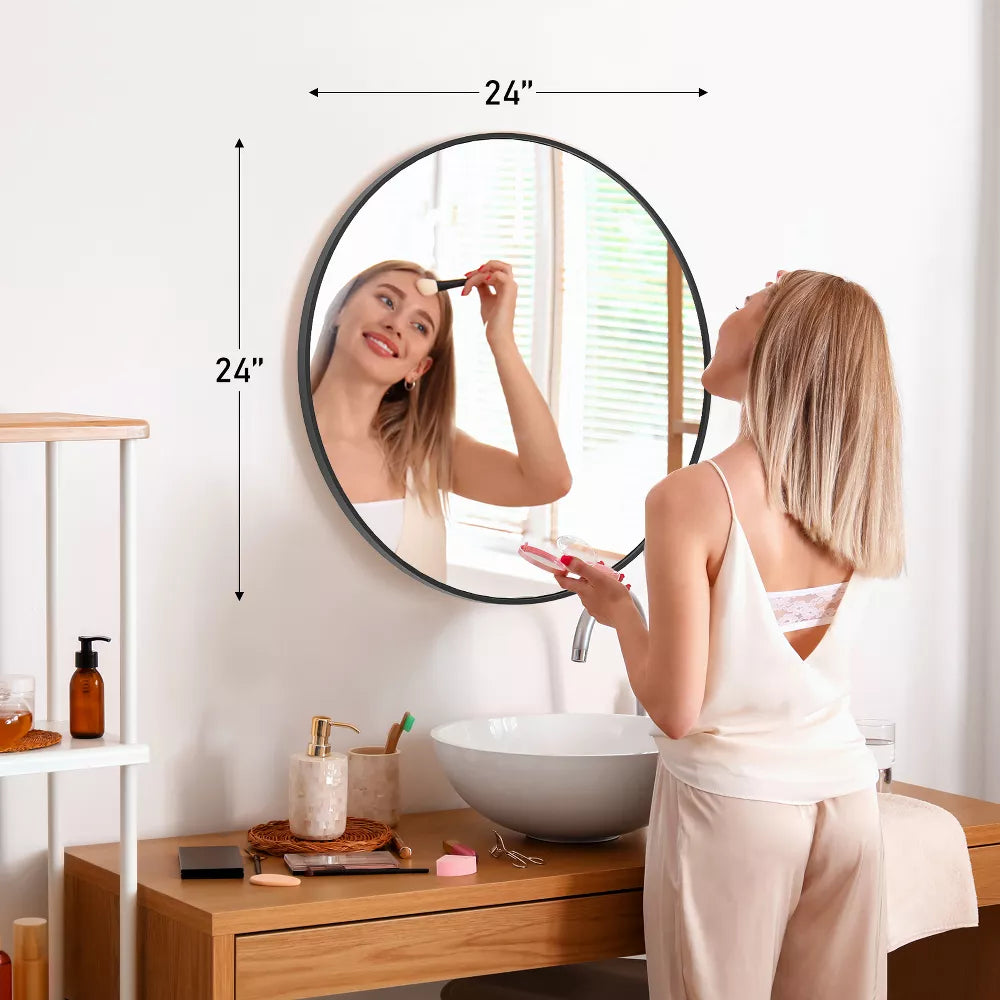 DOMETOUR Round Wall Mirror, Bathroom Mirrors for Over Sink, Circle Mirror for Bathroom, Entryway, Bedroom, Vanity
