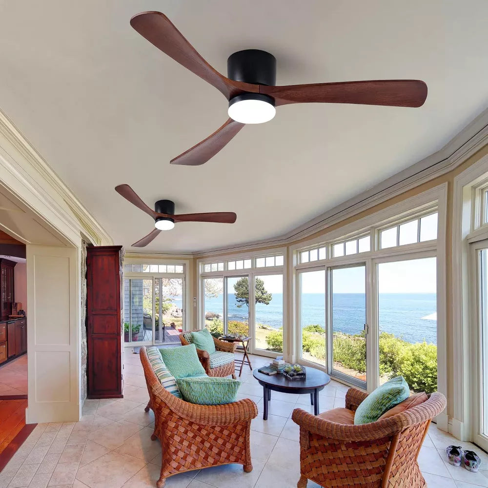 HUMHOLD Wood Ceiling Fan with Lights and Remote for Bedroom, Living Room