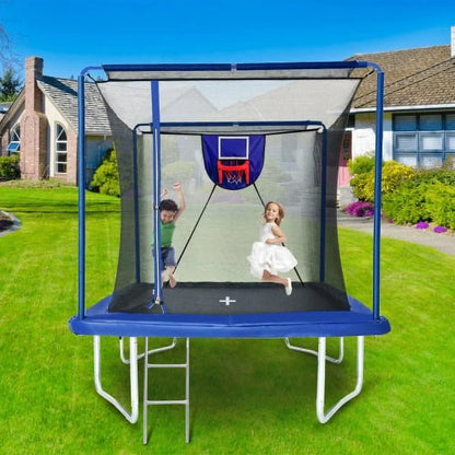 Large Rectangle Trampoline for Kids and Adults, 1600LBS Weight Capacity Recreational Trampoline with Enclosure Net, Basketball Hoop, Segmart Galvanized Heavy Duty Outdoor Trampolines for Patio Garden
