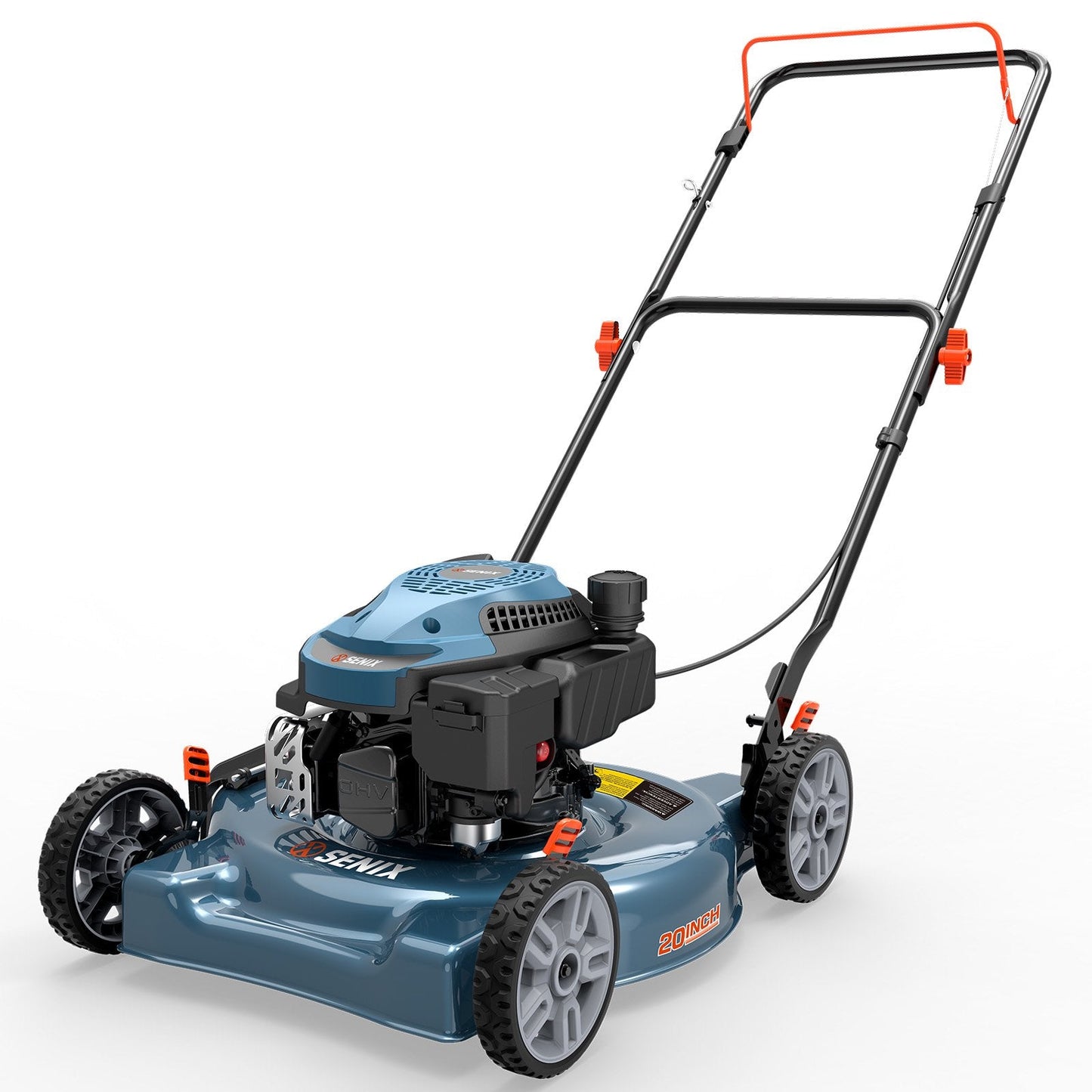 SENIX 20in Gas Push Lawn Mower, 144cc 4-Cycle Engine, 5-Position Height Adjustment with Side Discharge, LSPG-L5