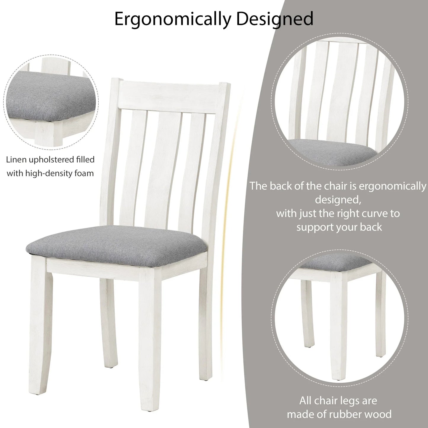 EUROCO 7 Piece Solid Wood Dining Set,70" Dining Room Table Set with Extendable Table,Removable Leaf and 6 Upholstered Ergonomically Desiged Chairs,Rectangle Dining Table Set for 6-8