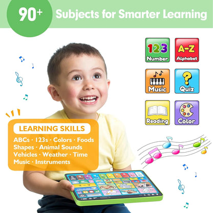 Richgv Kids Learning Tablet Trilingual Learning Pad, Educational Montessori Toy Interactive Musical Toys for 1 Year Boys Girls