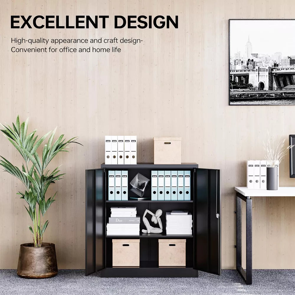 Mlezan Metal Storage Cabinet: Lockable, Adjustable Shelves, Steel Locker for Home, Office, or Warehouse. Durable and Versatile Storage Solution.