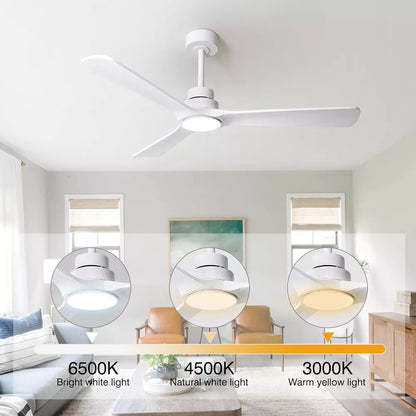 HUMHOLD 52 Inch Wood Ceiling Fan and Remote for Bedroom, Living Room