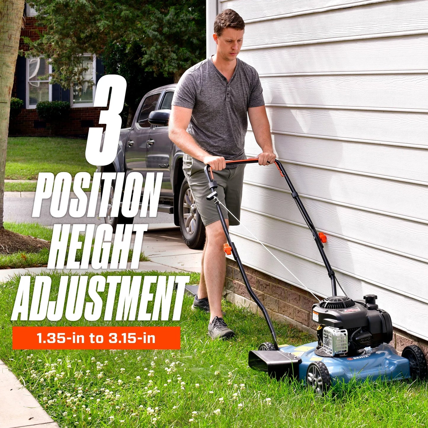 SENIX Power Lawnmower, 18in, 144cc 4-Cycle Engine, Rear Wheel Drive with Side Discharge